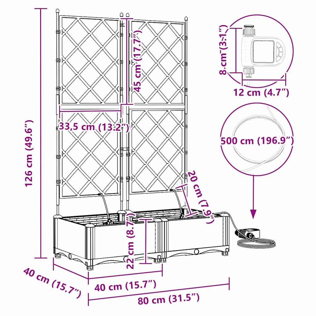 Vaso da giardino 2 pcs Grigio Chiaro Acciaio