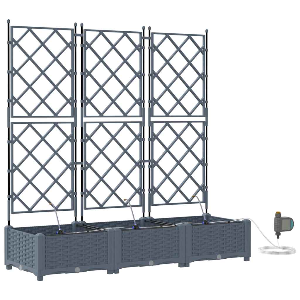 Vaso da giardino 3 pcs Grigio Chiaro Acciaio