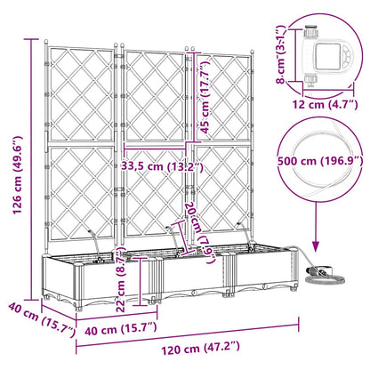 Vaso da giardino 3 pcs Grigio Chiaro Acciaio