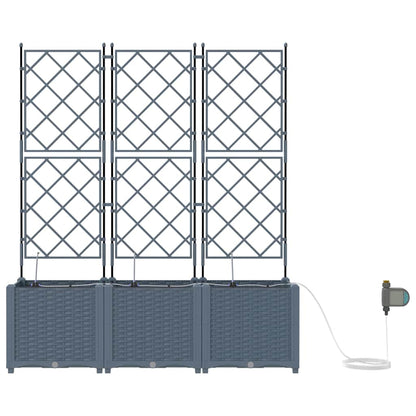 Vaso da giardino 3 pcs Grigio Chiaro Acciaio