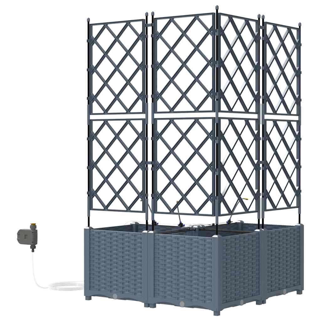 Vaso da giardino 3 pcs Grigio Chiaro Acciaio