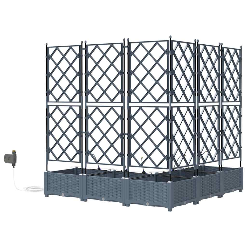 Vaso da giardino 5 pcs Grigio Chiaro Acciaio