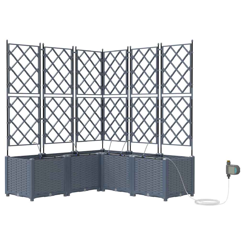 Vaso da giardino 5 pcs Grigio Chiaro Acciaio