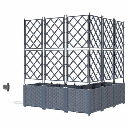 Vaso da giardino 5 pcs Grigio Chiaro Acciaio