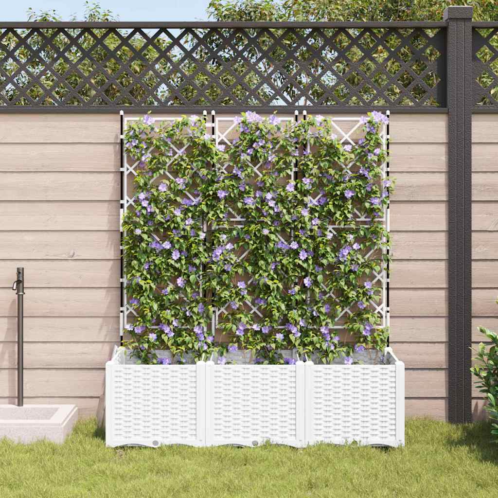 Vaso da giardino 3 pcs Bianco 120 x 40 x 143 cm Acciaio