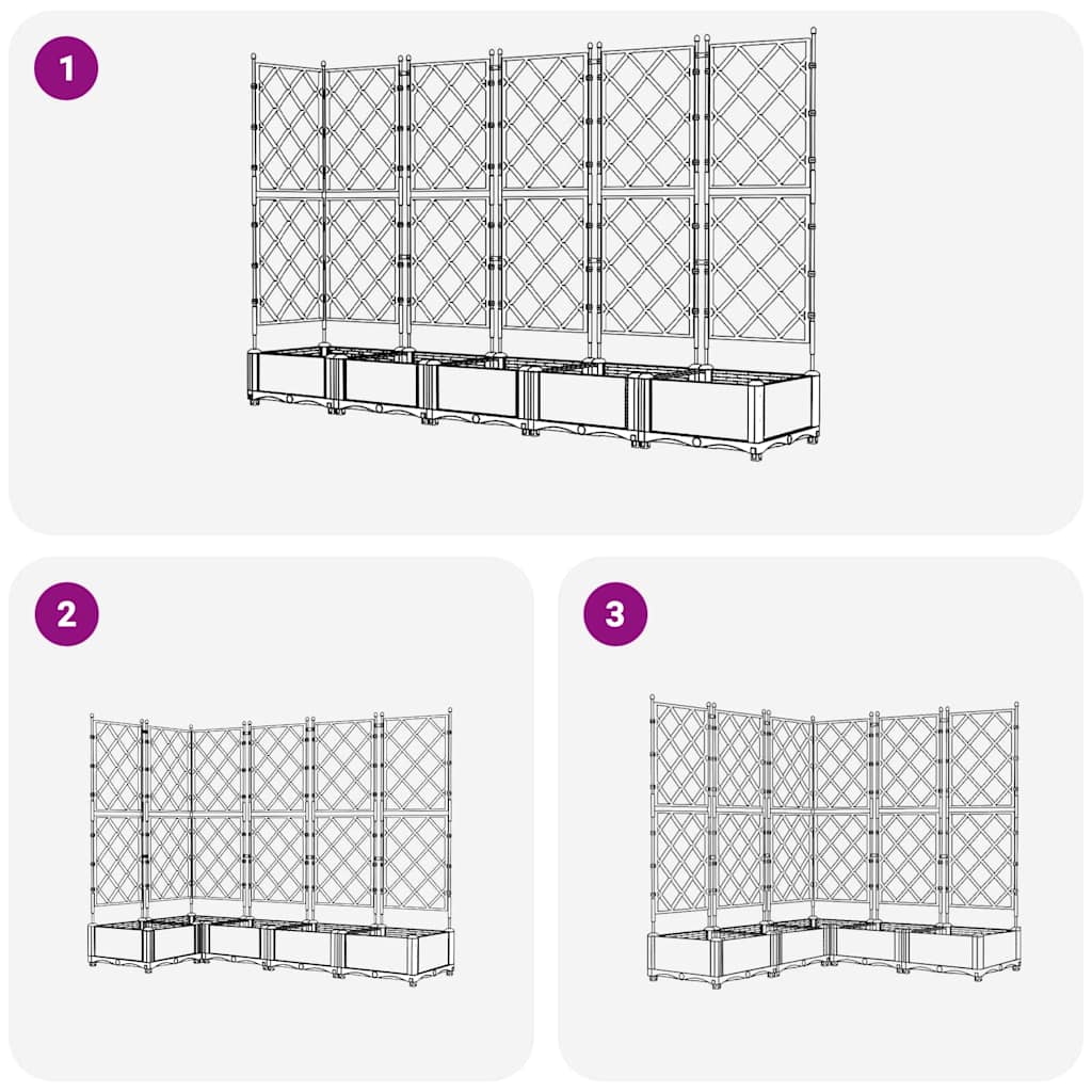 Vaso da giardino 5 pz Bianco 120 x 120 x 125,5 cm PP