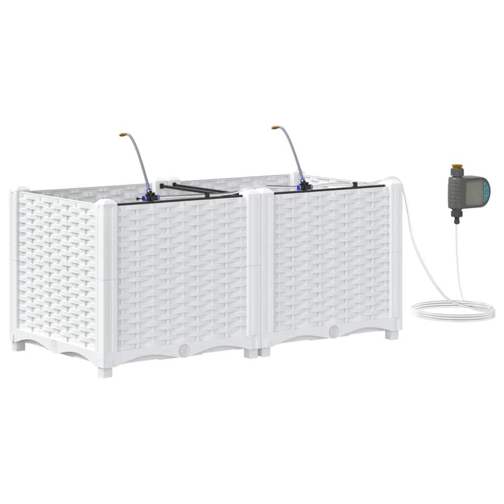 Vaso da giardino 2 pcs Bianco Acciaio