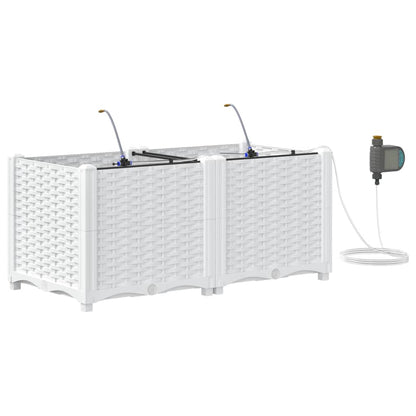 Vaso da giardino 2 pcs Bianco Acciaio