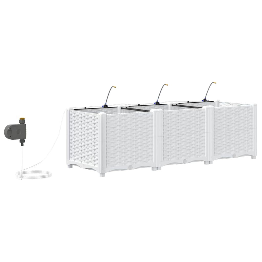 Vaso da giardino 3 pcs Bianco Acciaio