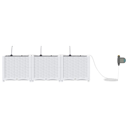 Vaso da giardino 3 pz Bianco 120 x 40 x 37,5 cm PP