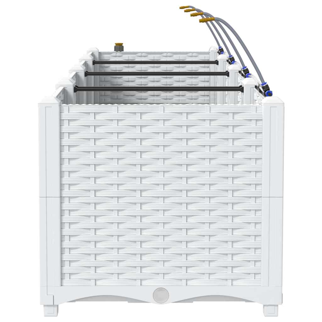 Vaso da giardino 3 pcs Bianco Acciaio