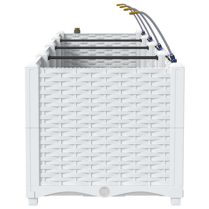 Vaso da giardino 3 pcs Bianco Acciaio