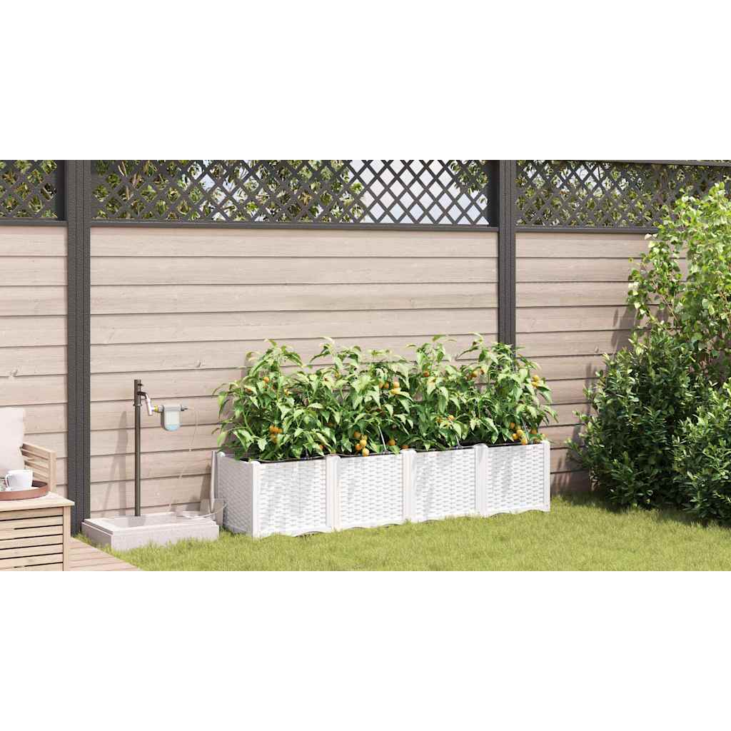 Vaso da giardino 4 pcs Bianco Acciaio