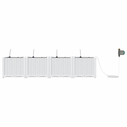 Vaso da giardino 4 pz Bianco 160 x 40 x 37,5 cm PP