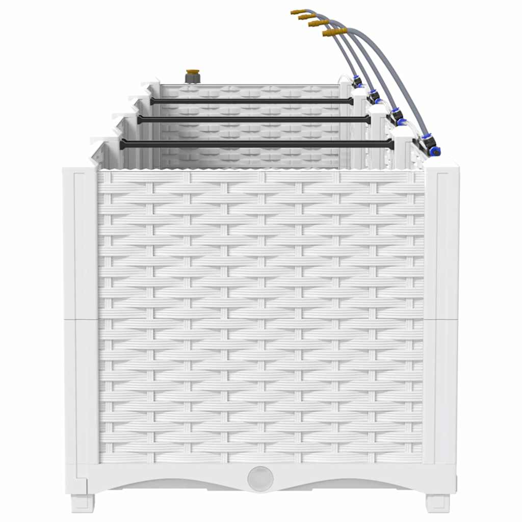 Vaso da giardino 4 pcs Bianco Acciaio