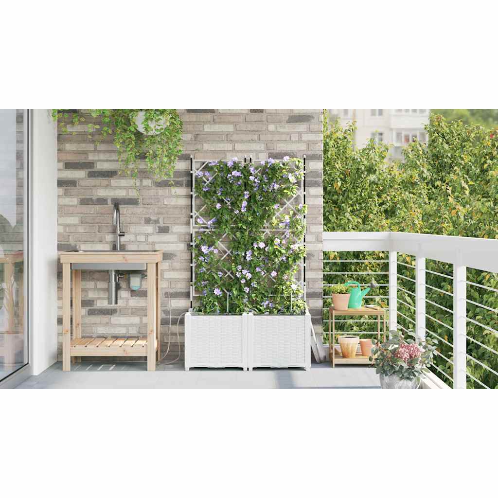 Vaso da giardino 2 pcs Bianco Acciaio