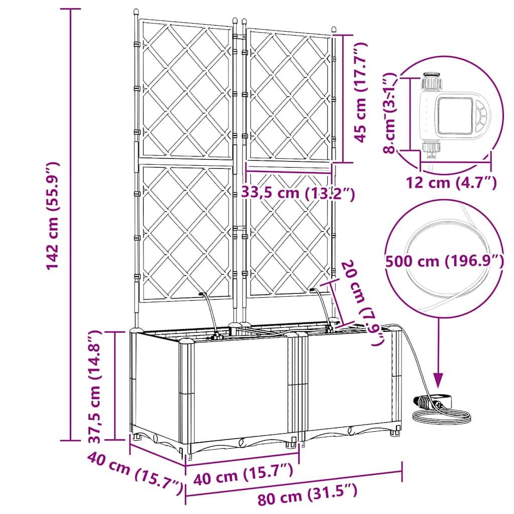 Vaso da giardino 2 pcs Bianco Acciaio