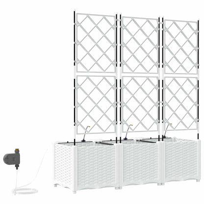 Vaso da giardino 3 pcs Bianco Acciaio