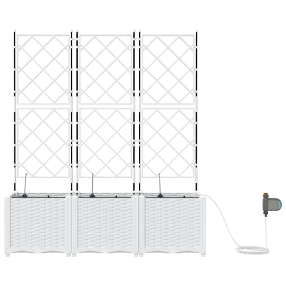 Vaso da giardino 3 pcs Bianco Acciaio