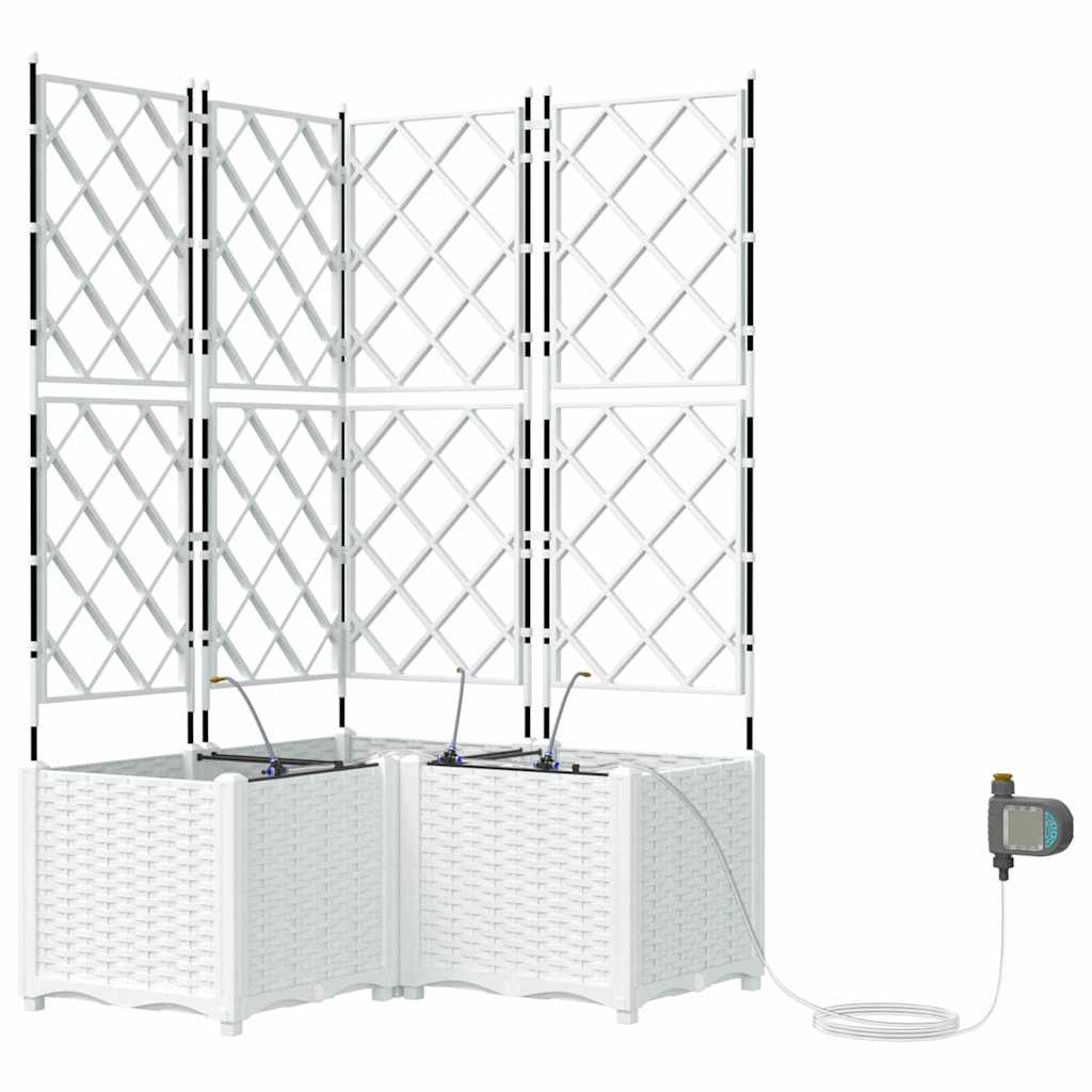 Vaso da giardino 3 pcs Bianco Acciaio