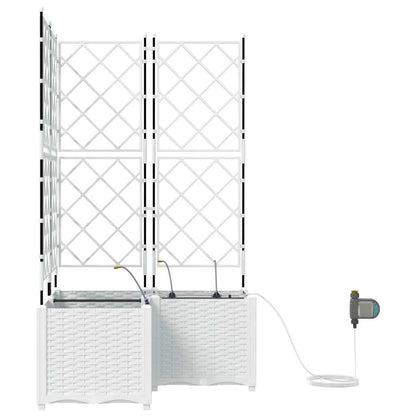 Vaso da giardino 3 pcs Bianco Acciaio