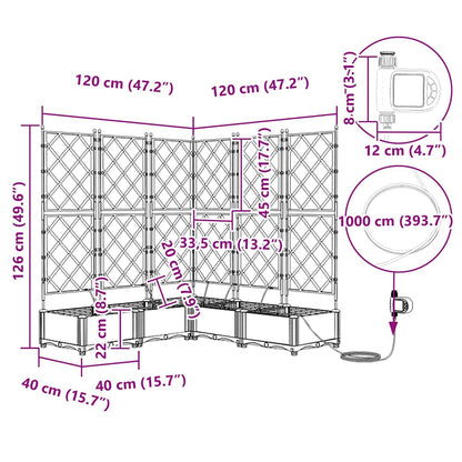 Vaso da giardino 5 pcs Bianco Acciaio