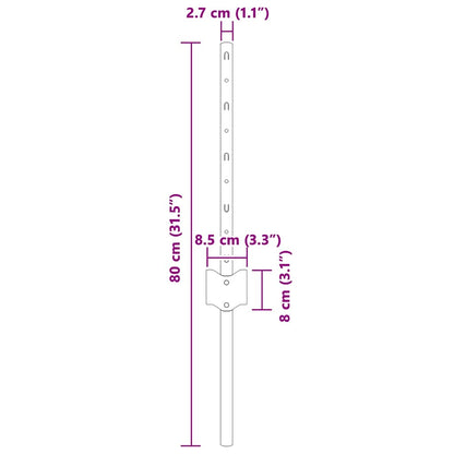 Palo della recinzione 5 pcs Verde 80 cm Acciaio | homemem39