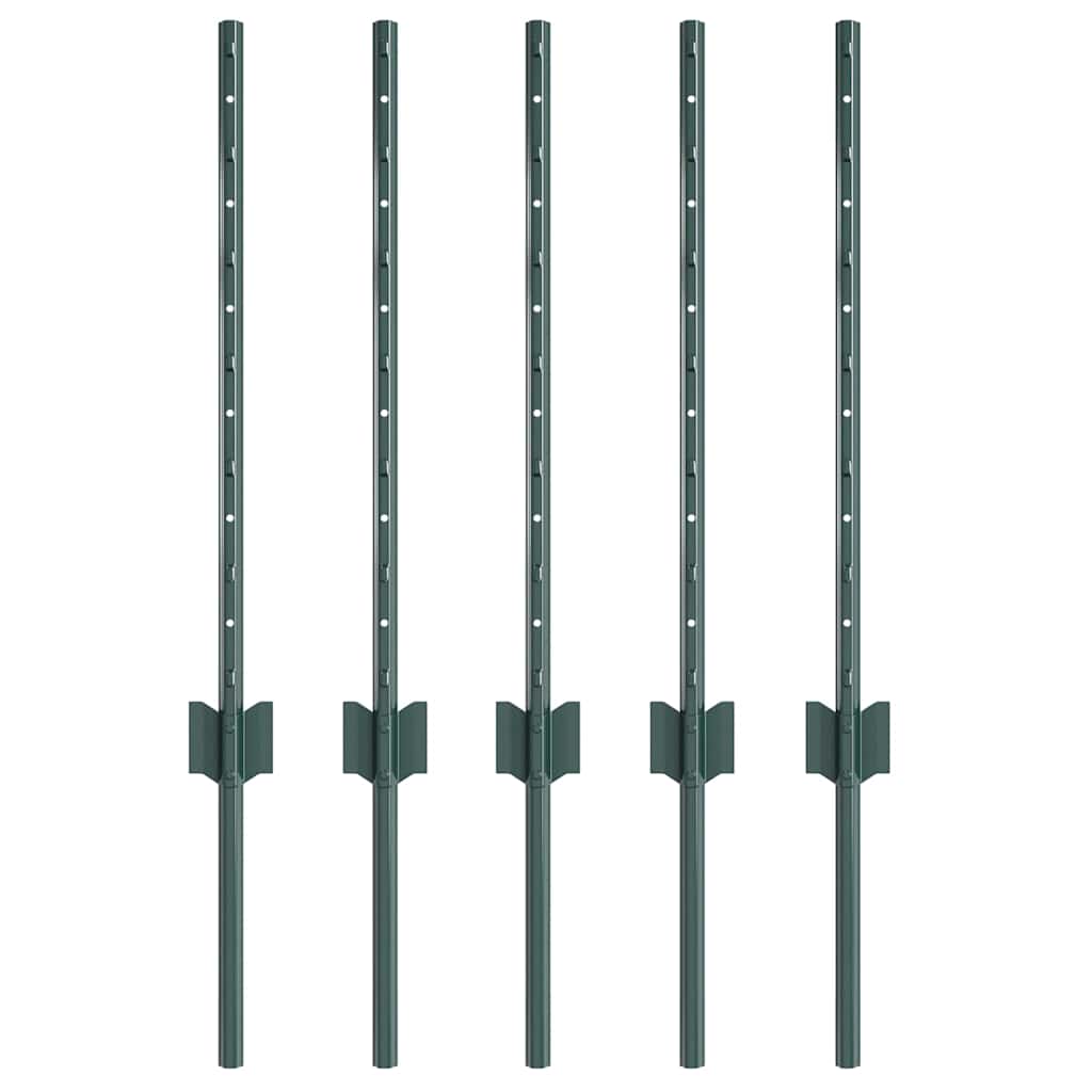 Palo della recinzione 5 pcs Verde 100 cm Acciaio | homemem39