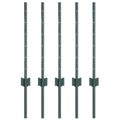 Palo della recinzione 5 pcs Verde 100 cm Acciaio | homemem39