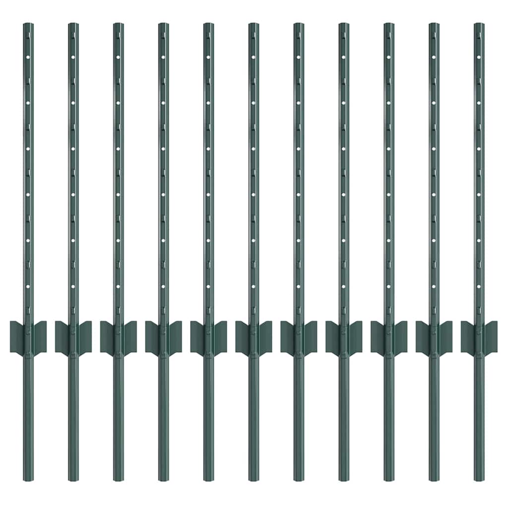 Palo per recinzione interrato 11 pcs Verde 100 cm
