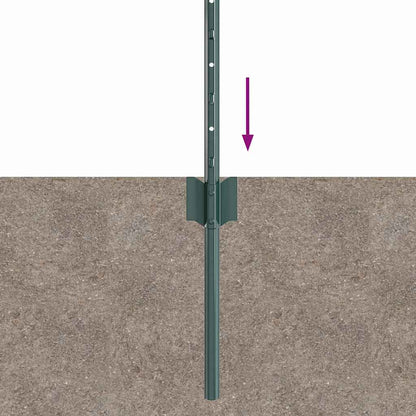 Palo di recinzione incorporato per esterni 11 pz Verde 100 cm