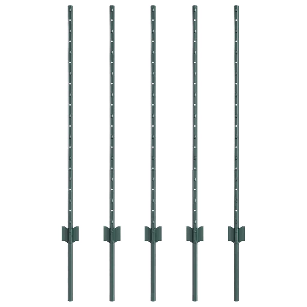 Palo della recinzione 5 pcs Verde 140 cm Acciaio | homemem39