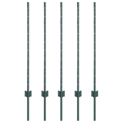 Palo della recinzione 5 pcs Verde 140 cm Acciaio | homemem39