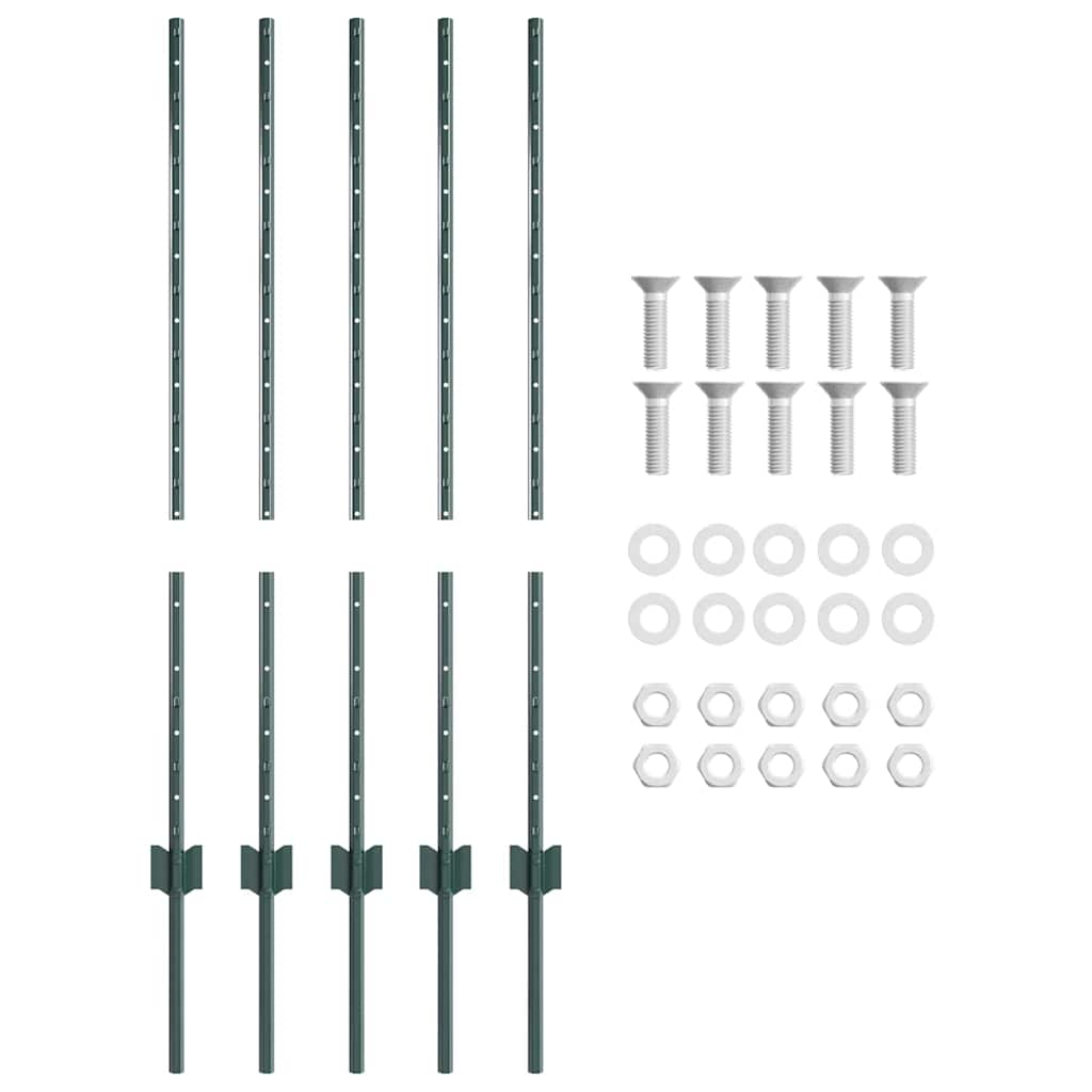 Palo di recinzione incorporato per esterni 5 pz Verde 140 cm
