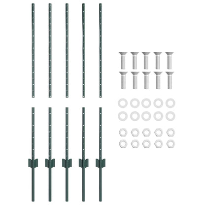 Palo di recinzione incorporato per esterni 5 pz Verde 140 cm