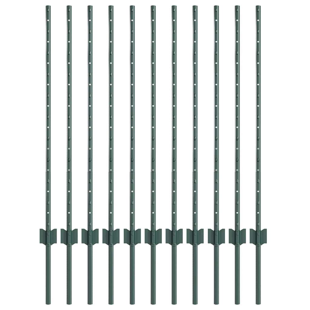 Palo per recinzione interrato 11 pcs Verde 140 cm