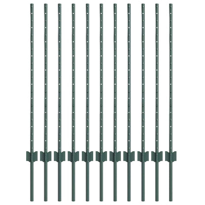 Palo per recinzione interrato 11 pcs Verde 140 cm