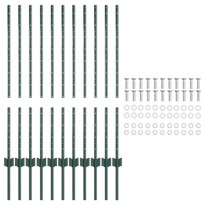 Palo della recinzione 11 pcs Verde 100 cm Acciaio | homemem39