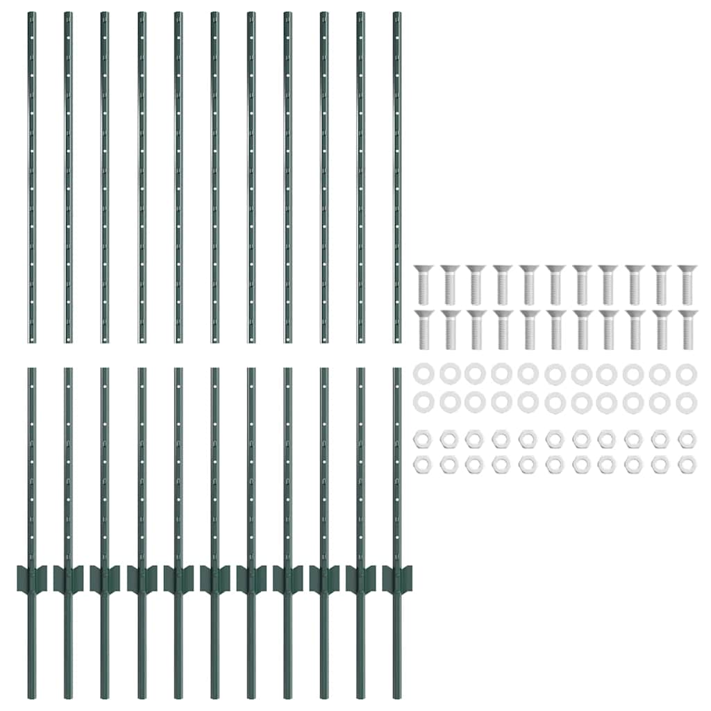 Palo per recinzione interrato 11 pcs Verde 160 cm