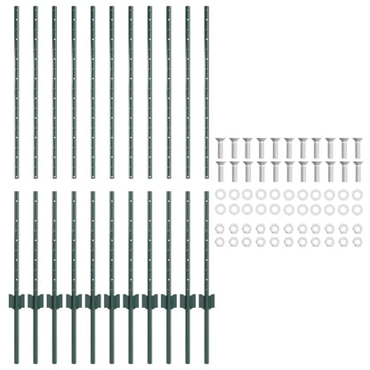 Palo per recinzione interrato 11 pcs Verde 160 cm