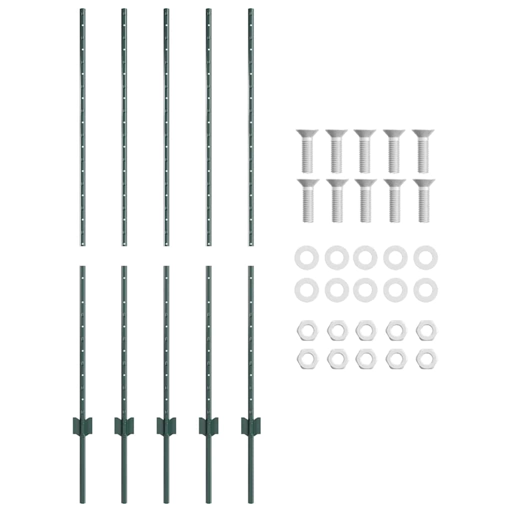 Palo della recinzione 5 pcs Verde 140 cm Acciaio | homemem39