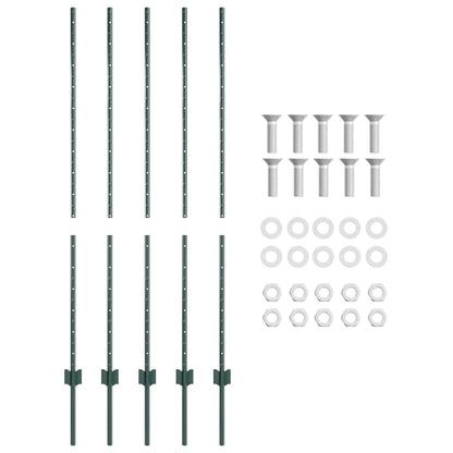 Palo della recinzione 5 pcs Verde 140 cm Acciaio | homemem39
