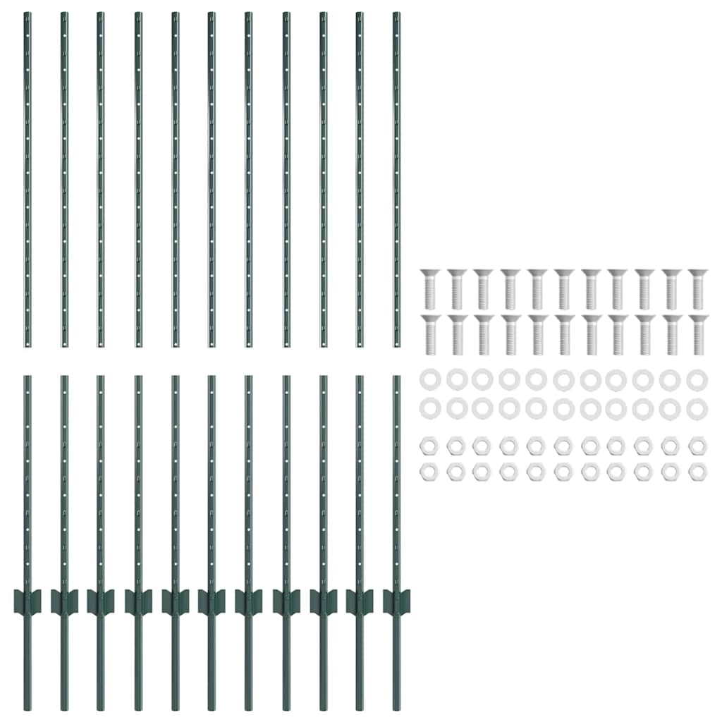 Palo per recinzione interrato 11 pcs Verde 180 cm