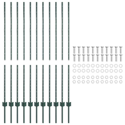 Palo per recinzione interrato 11 pcs Verde 180 cm