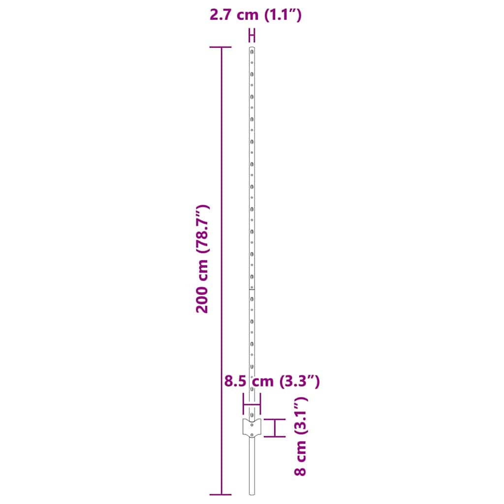 Palo della recinzione 5 pcs Verde 150 cm Acciaio | homemem39