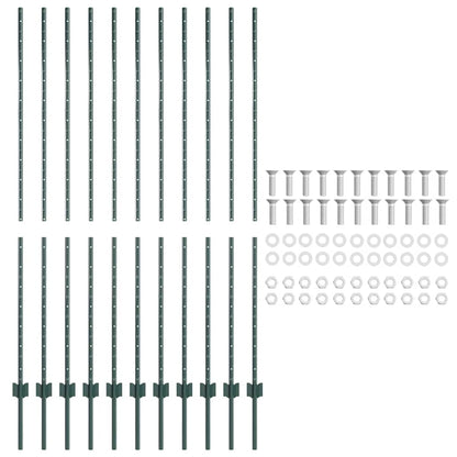 Palo della recinzione 11 pcs Verde 150 cm Acciaio | homemem39