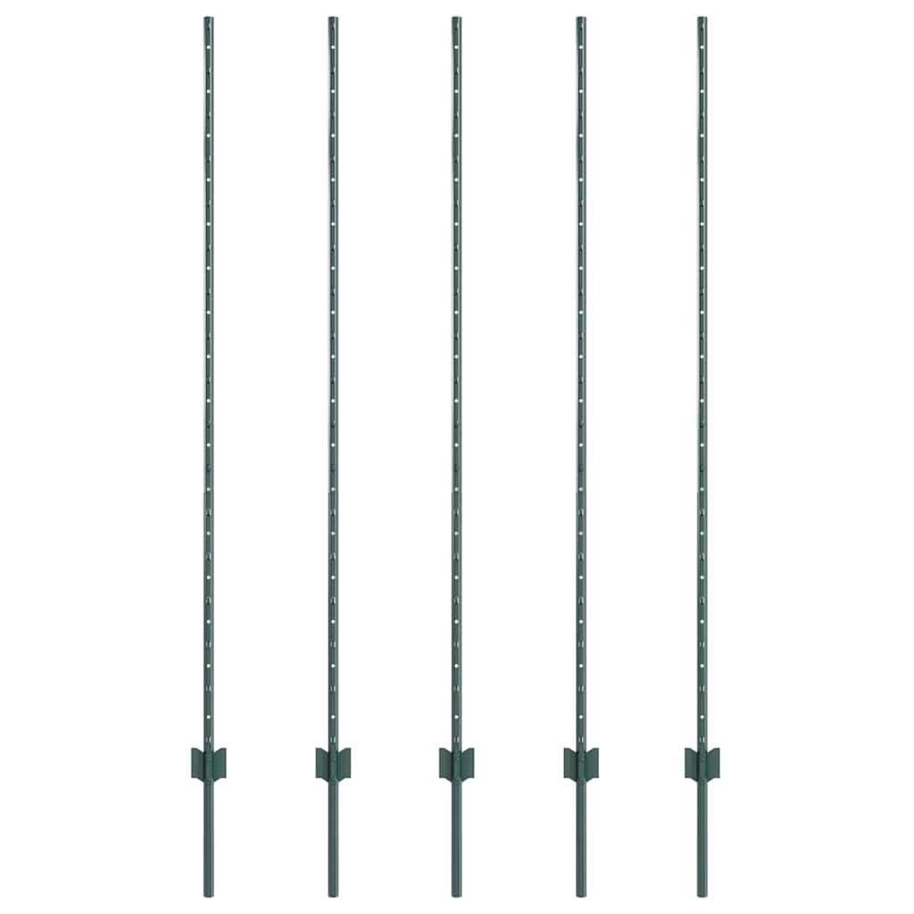 Palo della recinzione 5 pcs Verde 160 cm Acciaio | homemem39