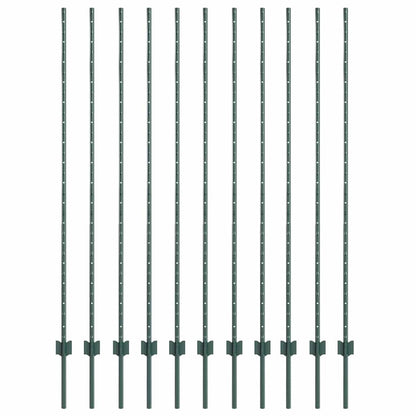Palo della recinzione 11 pcs Verde 160 cm Acciaio | homemem39