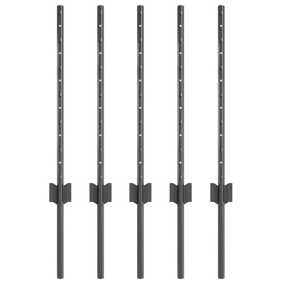 Palo della recinzione 5 pcs Grigio 60 cm Acciaio | homemem39