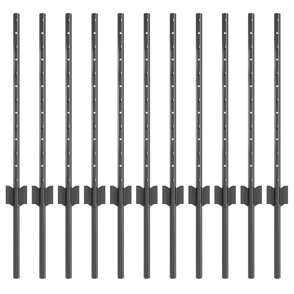 Palo della recinzione 11 pcs Grigio 60 cm Acciaio | homemem39